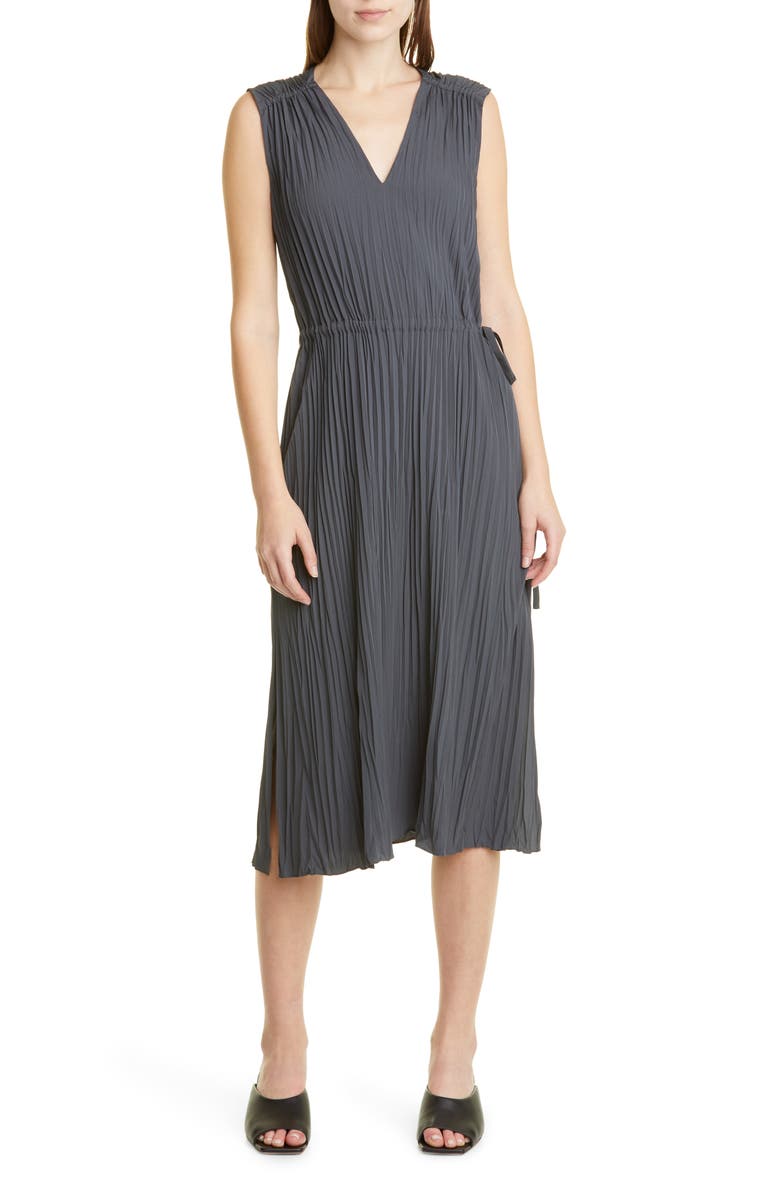Vince V-Neck Pleated Dress, Main, color, 