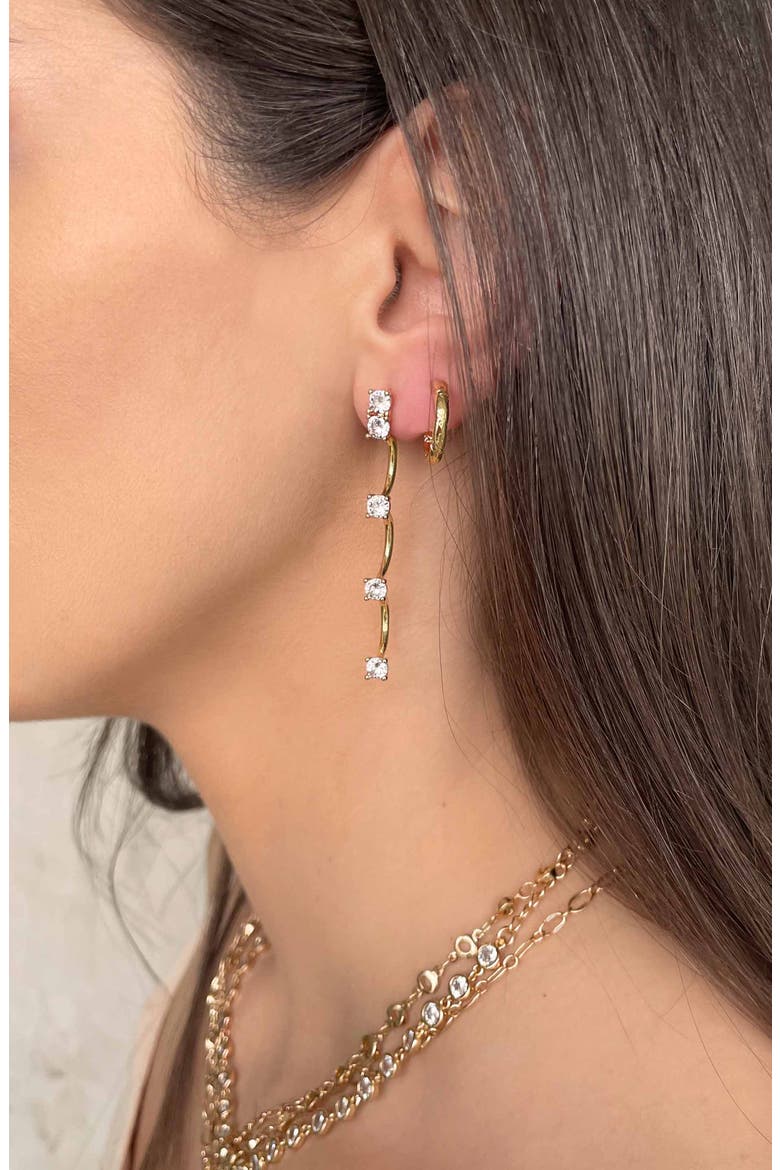 Crystal Scallop Drop Earrings, Alternate, color, GOLD