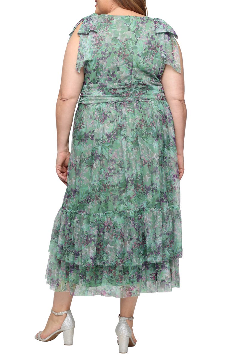 SL FASHIONS Floral Print Mesh Midi Dress, Alternate, color, 