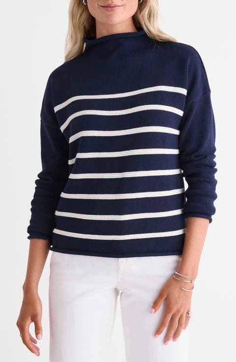 Striped Mock Neck Sweater