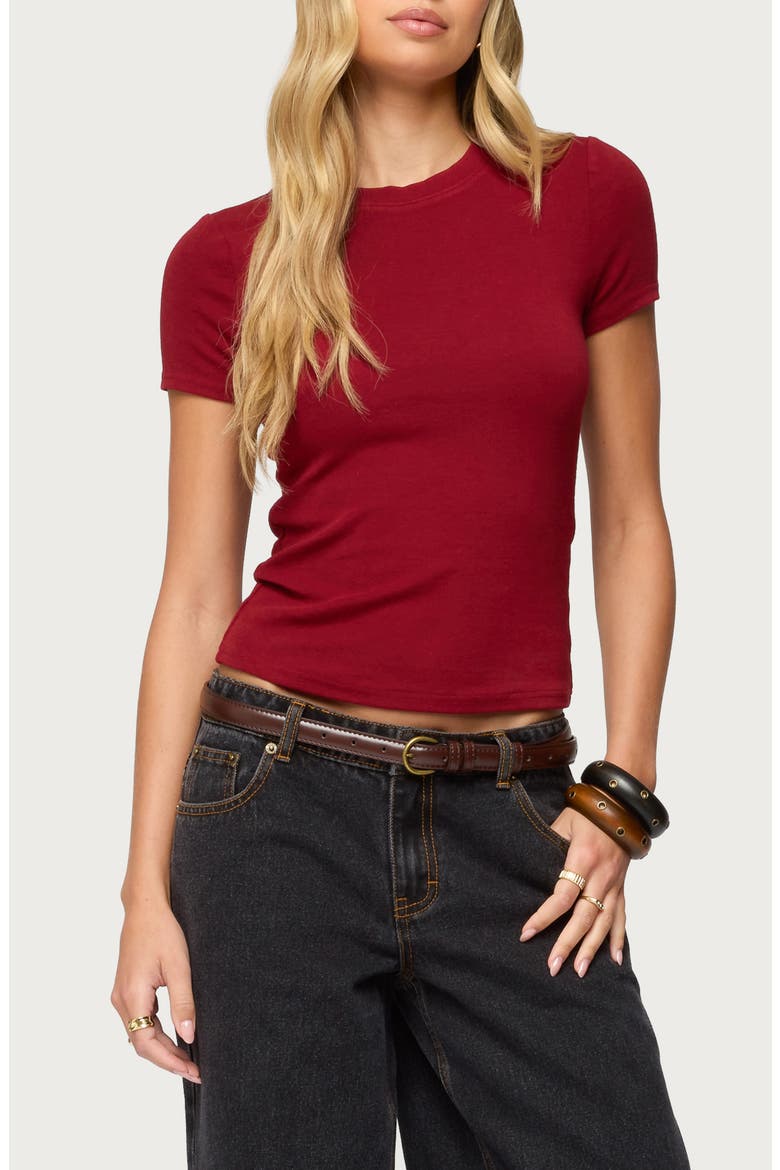 Daphney Rib T-Shirt, Main, color, BURGUNDY