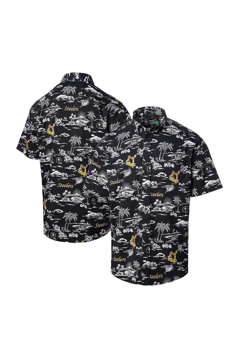 Reyn Spooner Men's Reyn Spooner Black Pittsburgh Steelers Throwback Kekai Print Button-Up Shirt, Main, color, Black