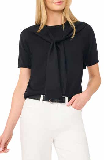 Shoulder Wrap Short Sleeve Sweater