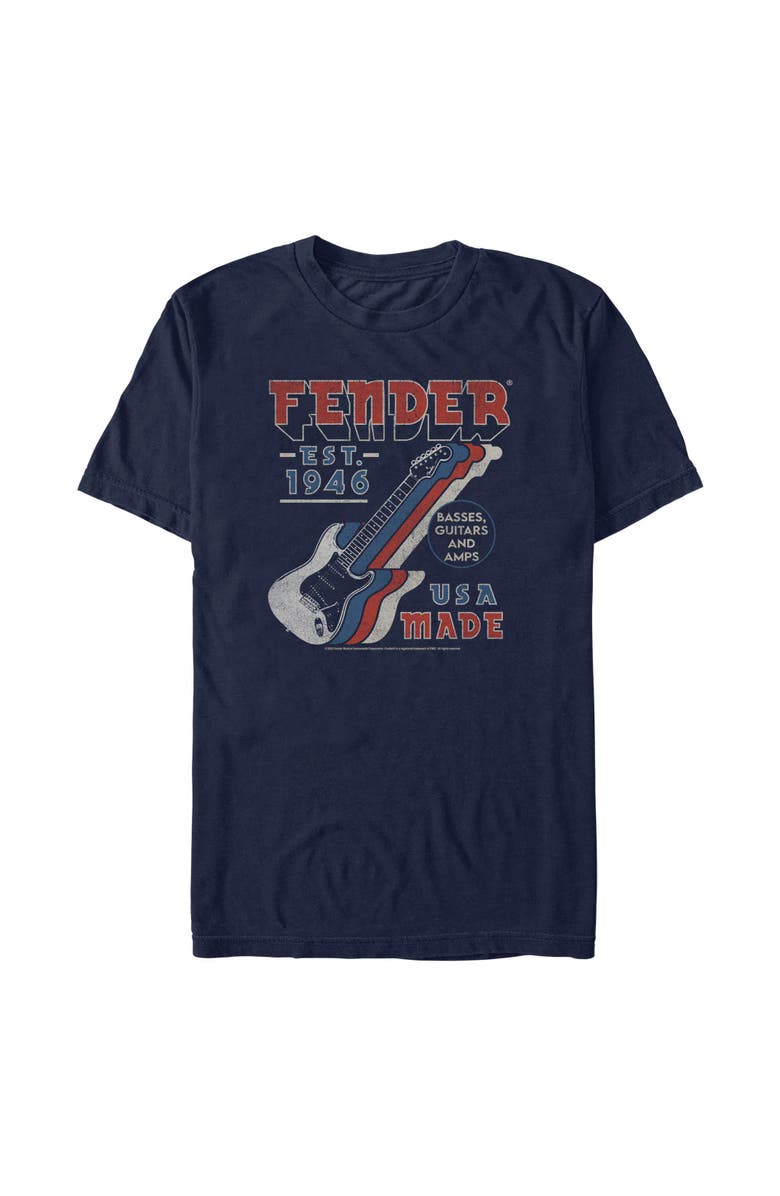 FENDER Men's Fender Est. 1946 USA Made Graphic T-Shirt, Main, color, Navy Blue