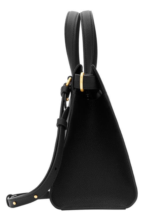 Burberry Mini Cotswold Grained Leather Top Handle Bag In Black
