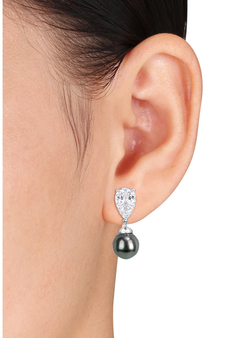 Cultured Tahitian Pearl Drop Earrings, Alternate, color, BLACK