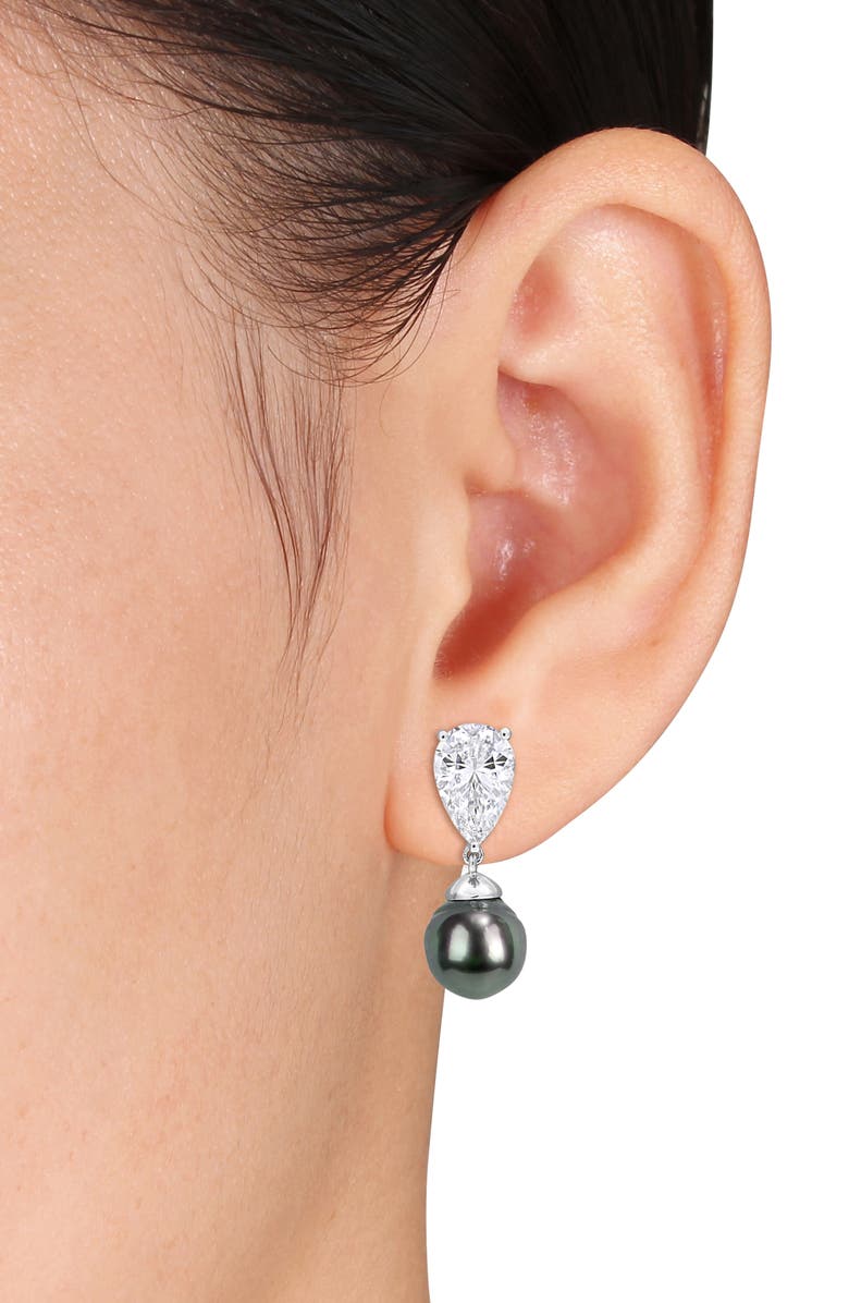 DELMAR Cultured Tahitian Pearl Drop Earrings, Alternate, color, Black