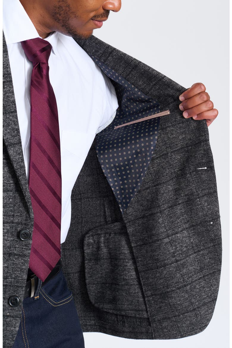 Gray Windowpane Plaid Bouclé Blazer, Alternate, color, GREY