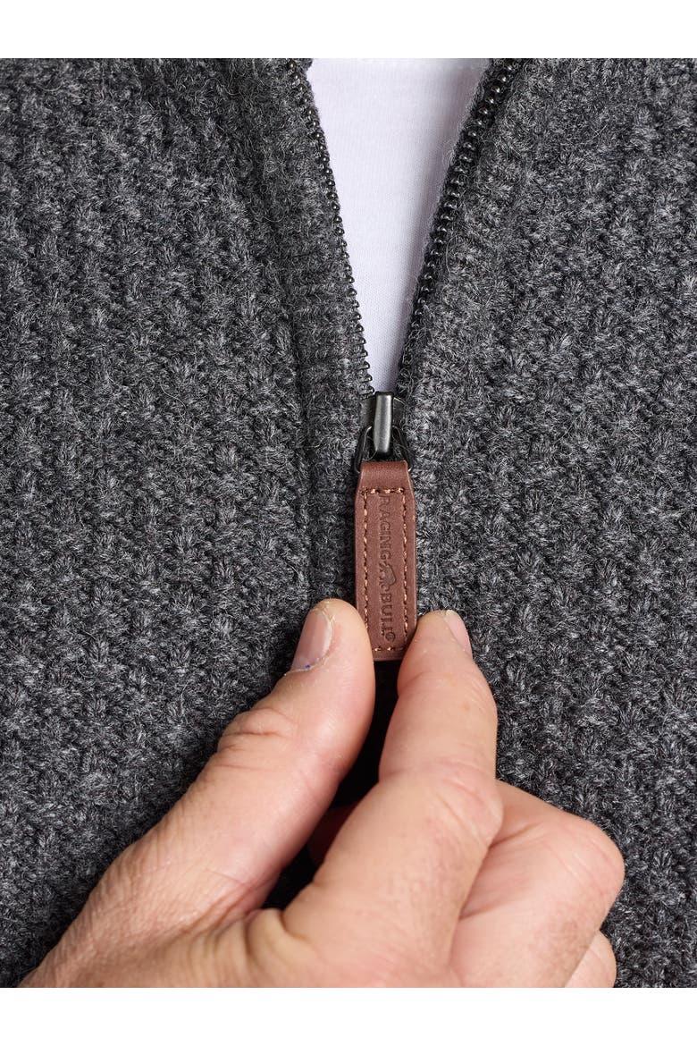 Chunky Textured Quarter Zip Knit Sweater, Alternate, color, Dark Grey Marl