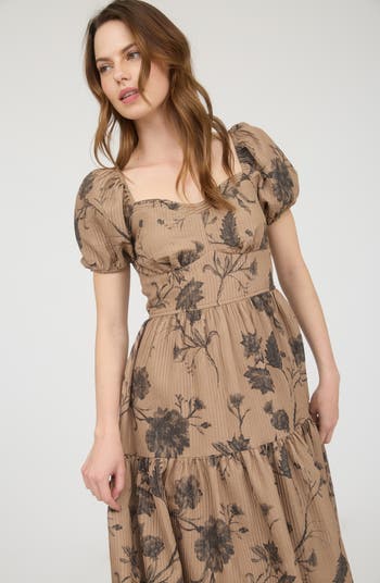 Puff Sleeve Midi Dress