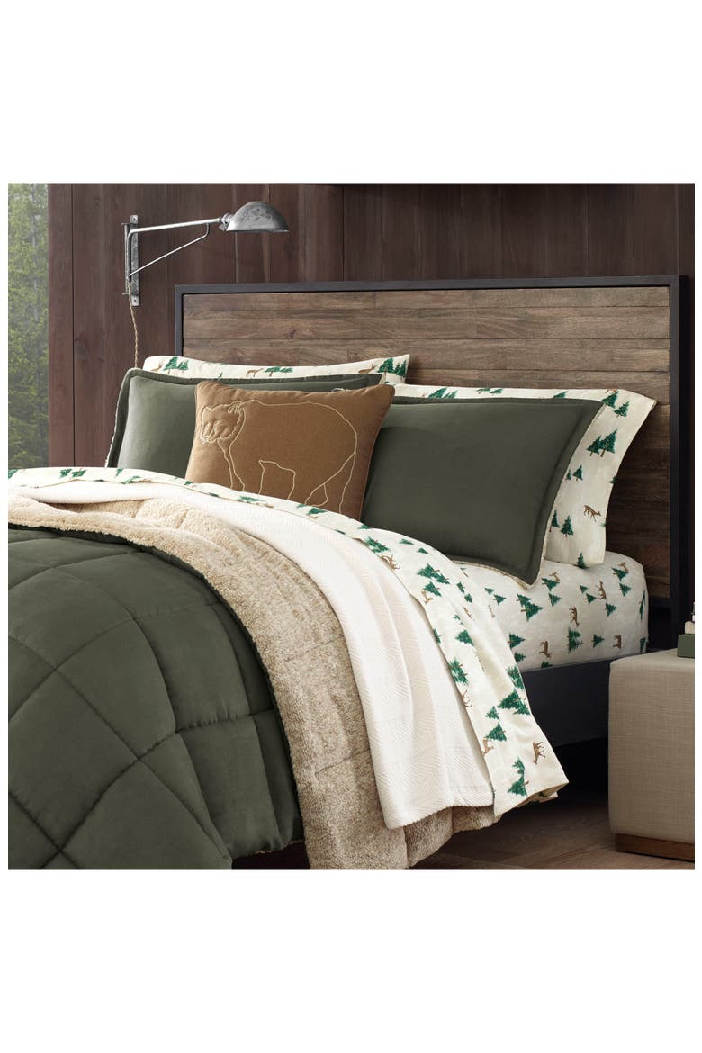 Sherwood Reversible Faux Shearling Comforter Set, Alternate, color, GREEN