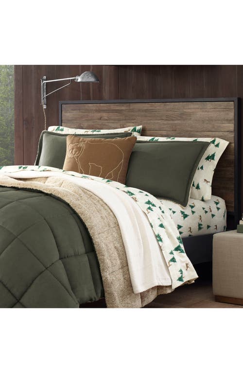 Eddie Bauer Sherwood Reversible Faux Shearling King Comforter Set In Green