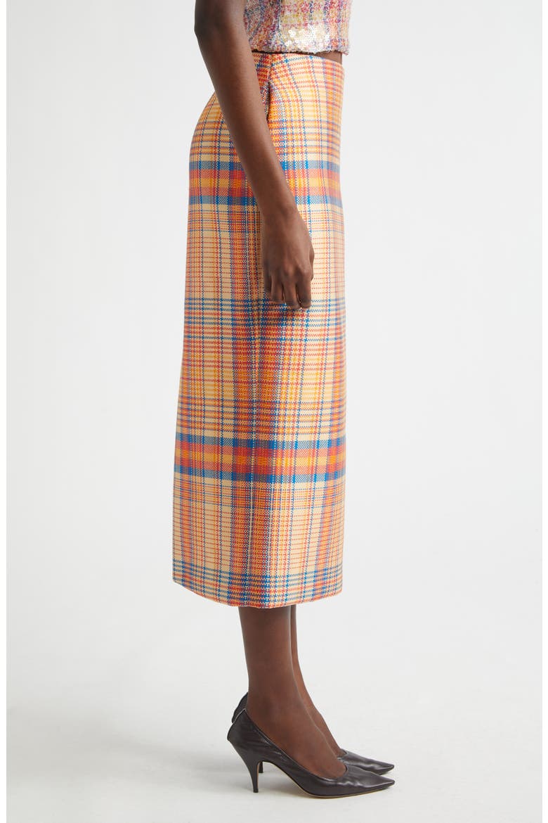 The Mercer Bonded Virgin Wool & Silk Pencil Skirt, Alternate, color, ORANGE PLAID