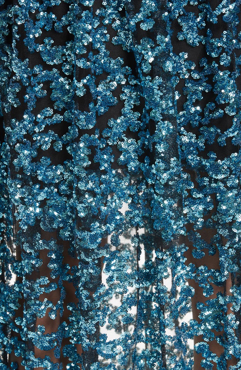 Self-Portrait Tiered Sequined Midi Dress, Alternate, color, 