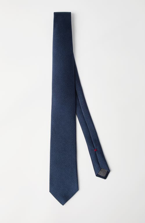 Brunello Cucinelli Textured Silk Twill Tie In Blue