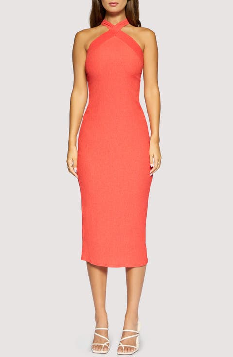 Arancia Crush Halter Midi Dress