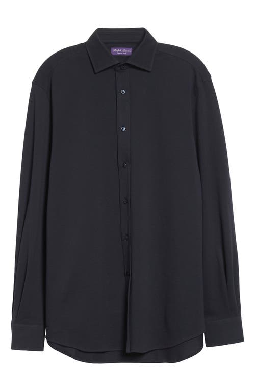 Ralph Lauren Purple Label Aston Cotton Oxford Button-up Shirt In Black