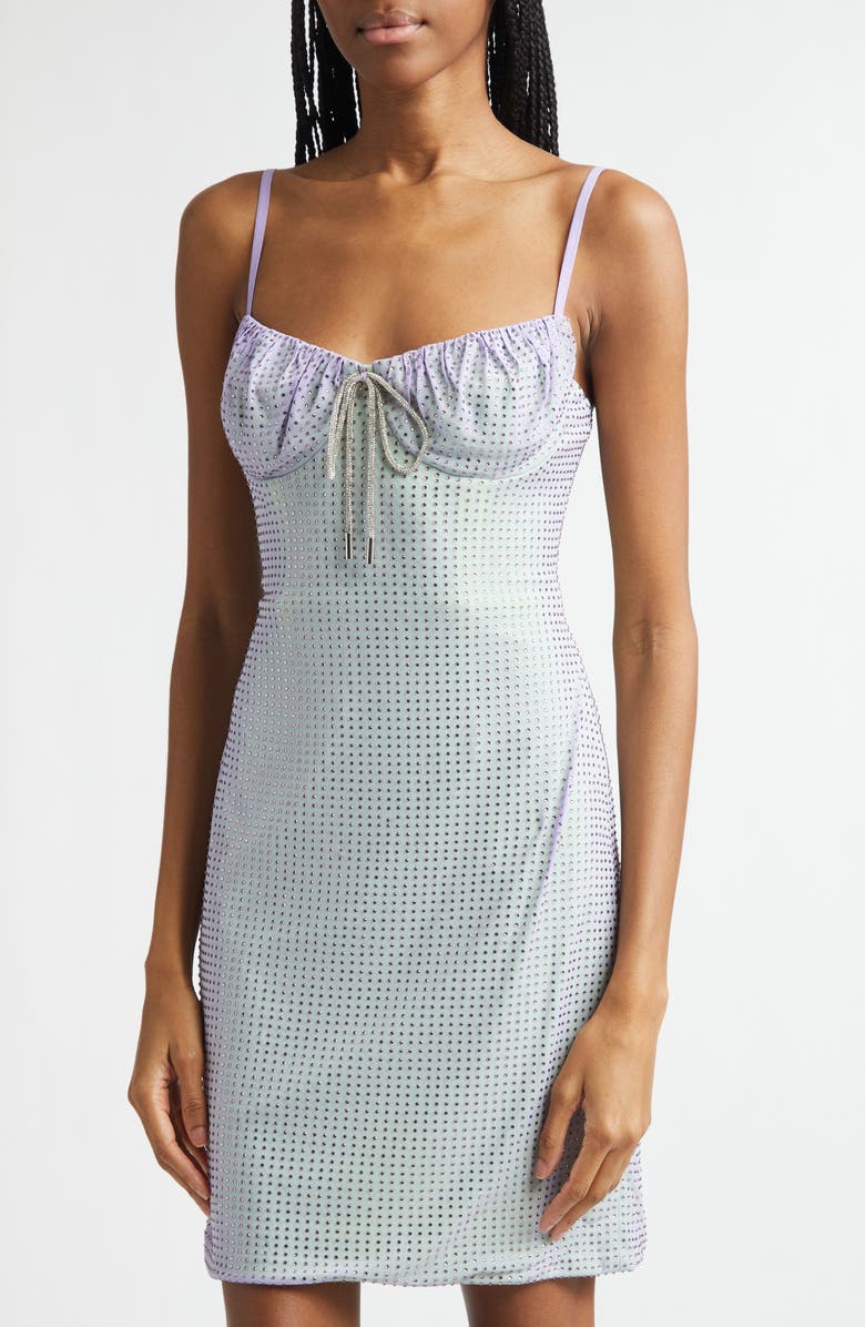 Area Hotfix Crystal Jersey Minidress, Alternate, color, Lilac