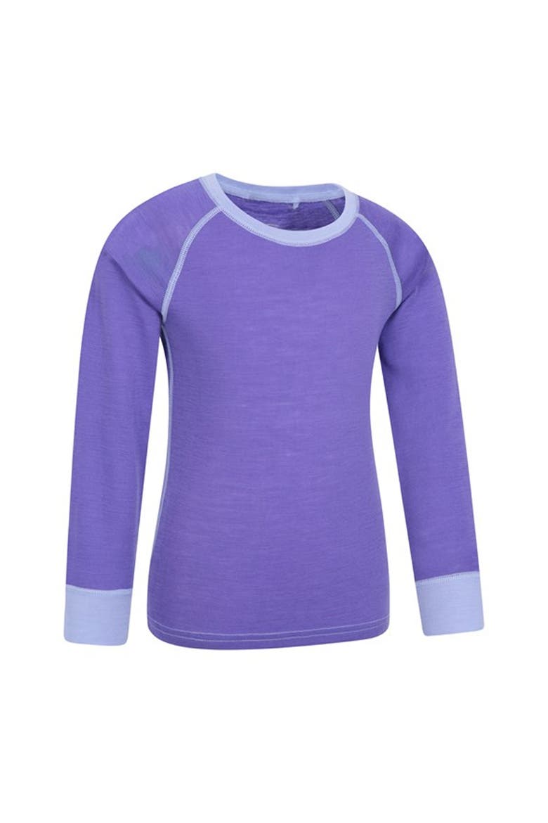 Childrens/Kids Merino II Contrast Round Neck Base Layer Top, Alternate, color, Purple