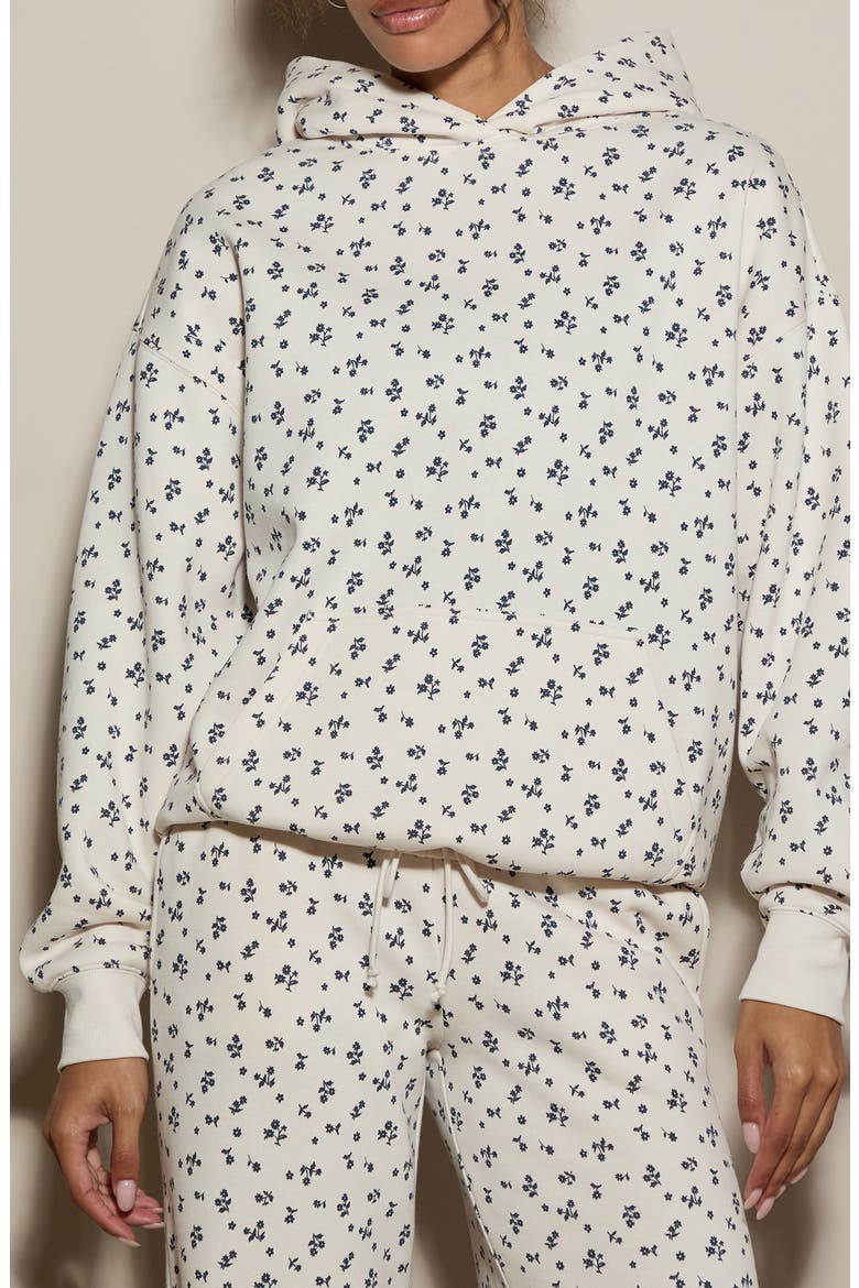 Ditsy Floral Hoodie, Alternate, color, CREAM