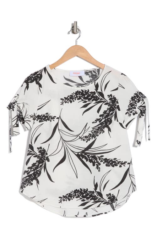 Shop Renee C Floral Short Sleeve High-low Top In Ivory