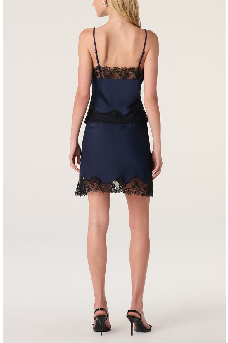 Yulissa Lace Hem Miniskirt, Alternate, color, NAVY