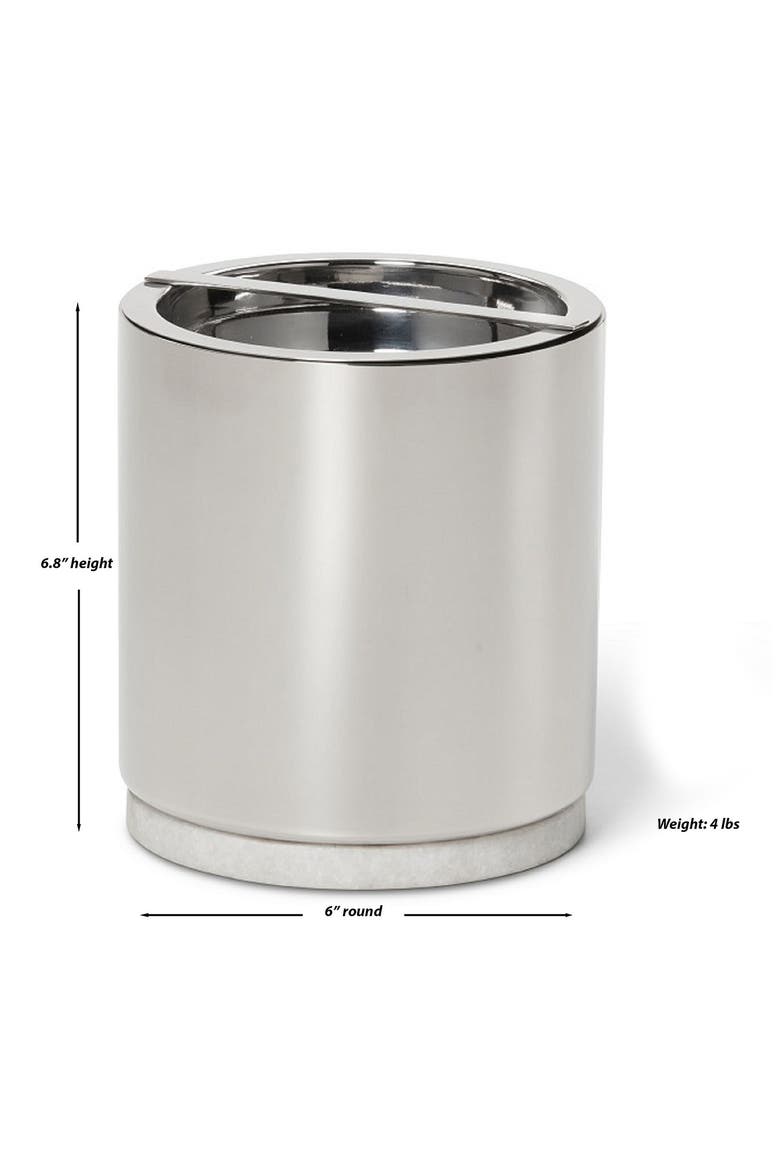 Roman Stainless Steel & Marble Bar Ice Bucket, Alternate, color, SILVER