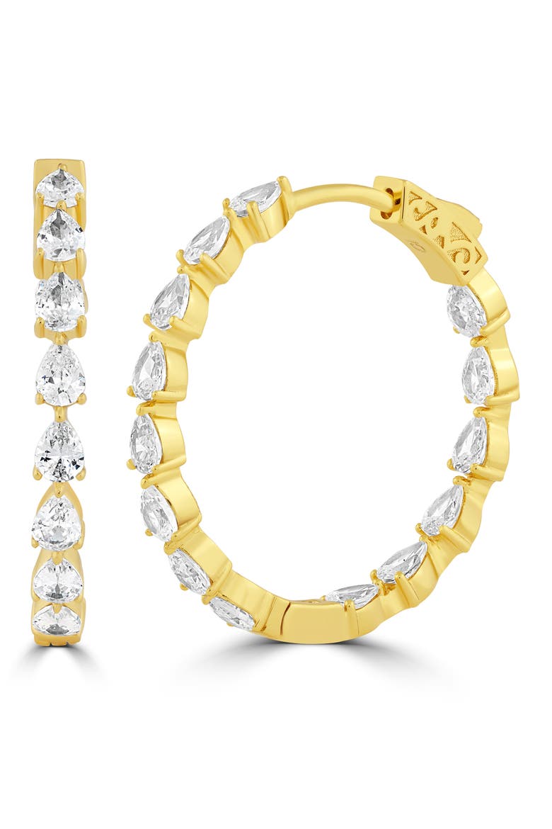 Pear Cubic Zirconia Hoop Earrings, Main, color, GOLD