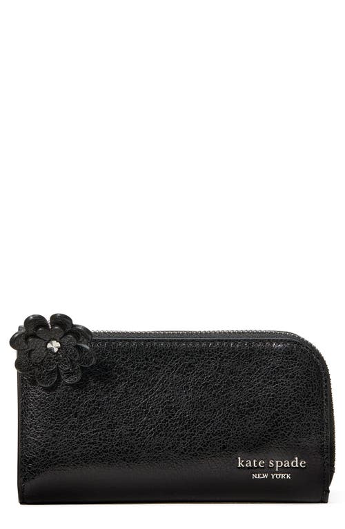 Kate Spade New York Devin Glazed Leather Small Slim Wallet In Black