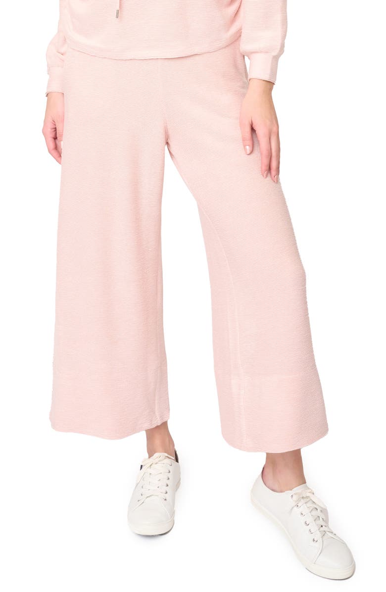GIBSONLOOK Low-Key Luxe Rib Crop Wide Leg Pants, Main, color, Pink Whip