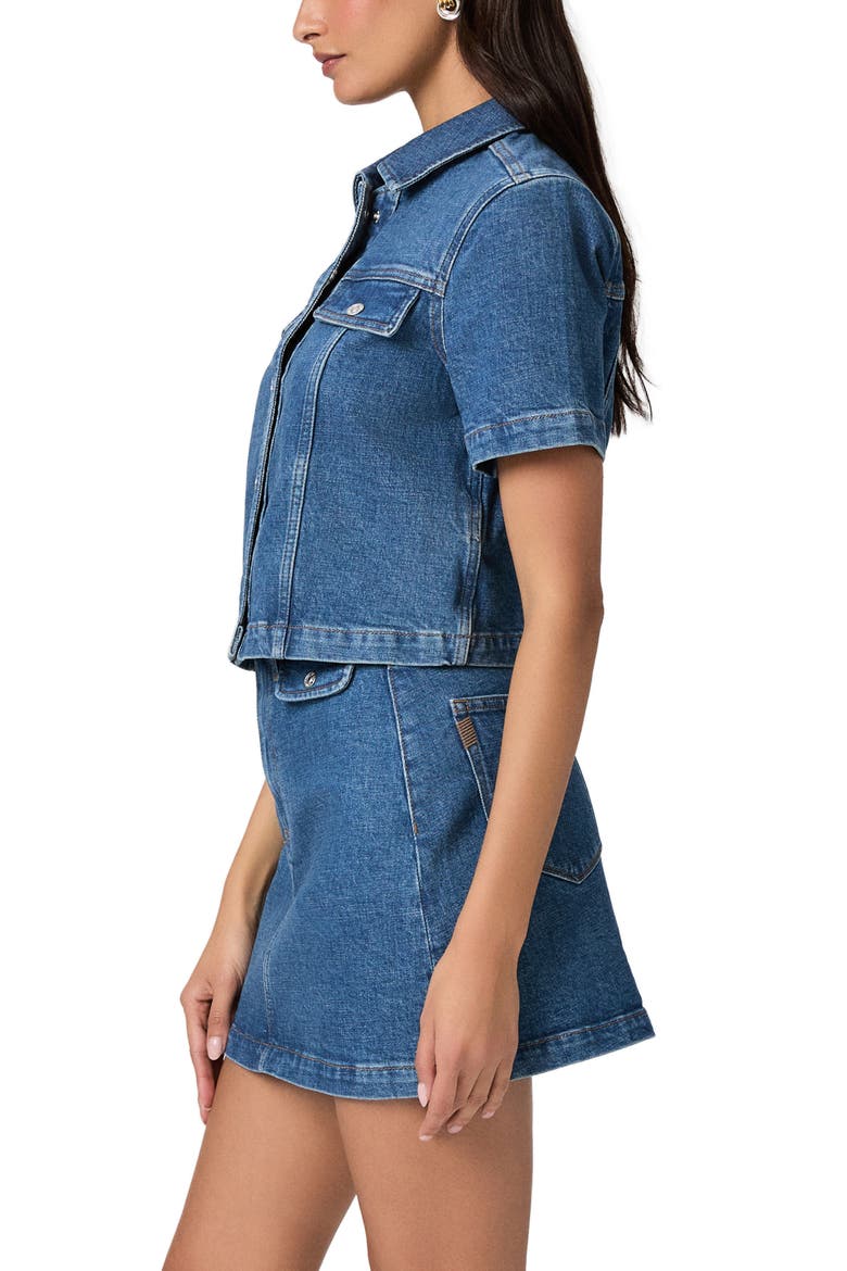 Elly Short Sleeve Denim Jacket, Alternate, color, LAGUNA