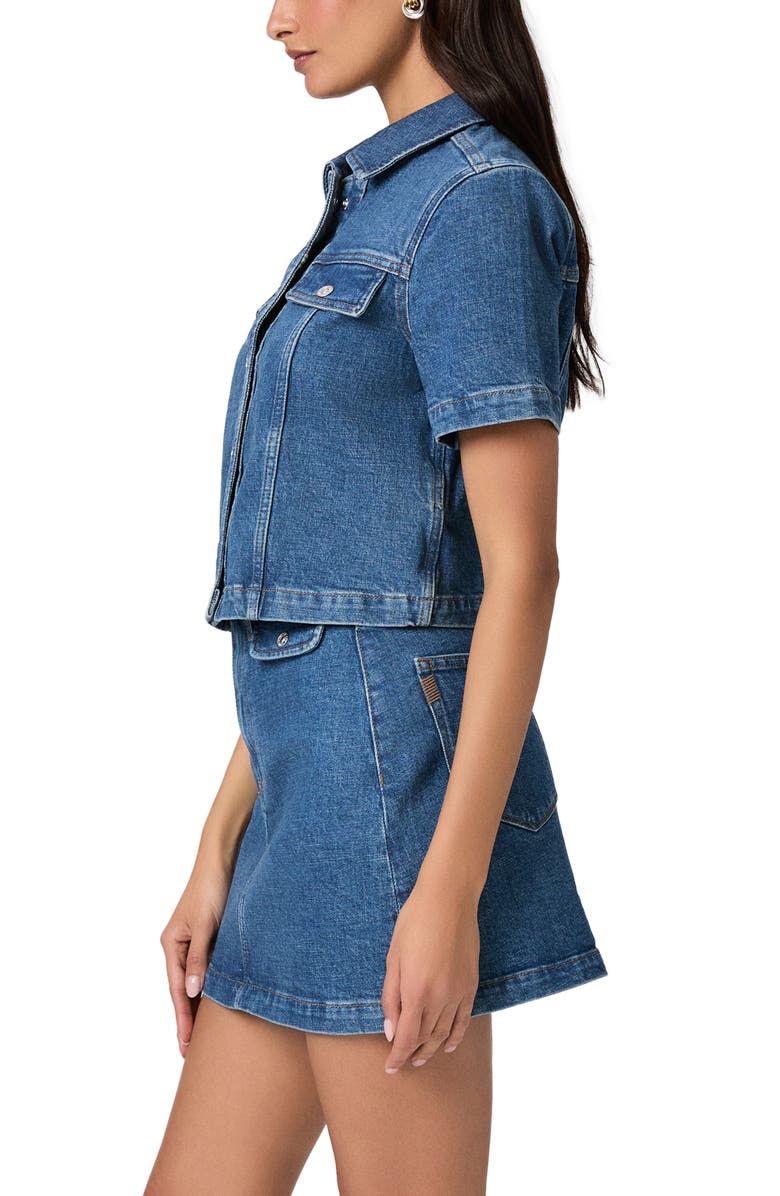 PAIGE Elly Short Sleeve Denim Jacket, Alternate, color, Laguna
