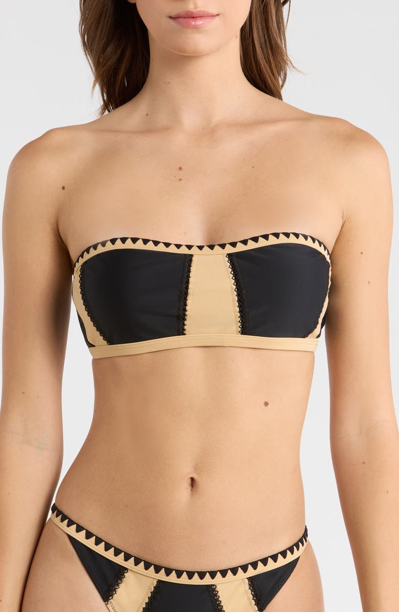 Ramy Brook Leanna Bandeau Bikini Top, Main, color, Black Colorblock