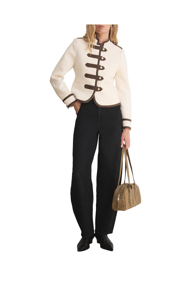 Contrast Military Jacket, Alternate, color, Ivory