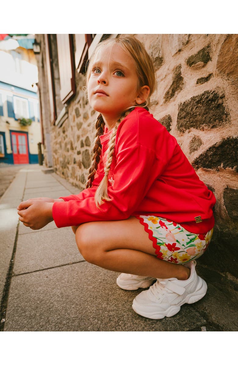 Deux par Deux Viscose Daffodil Shorts, Alternate, color, White Printed Daffodils