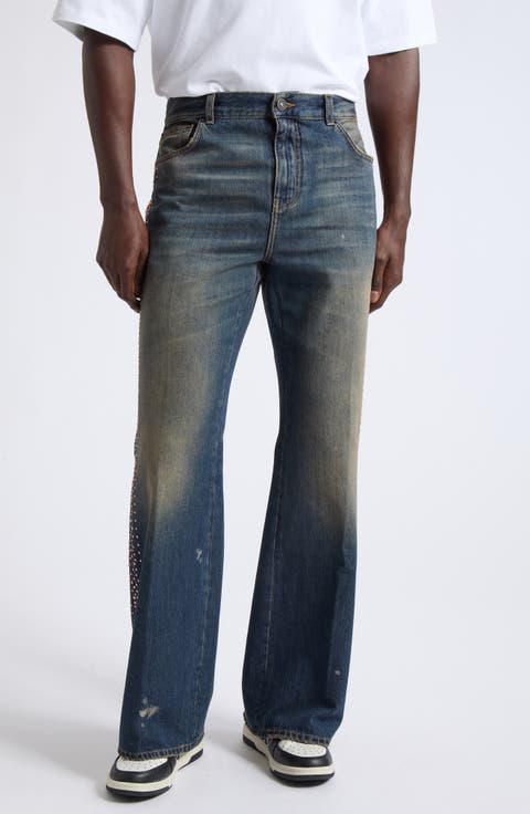 MA Fit Embellished Stripe Wide Leg Jeans