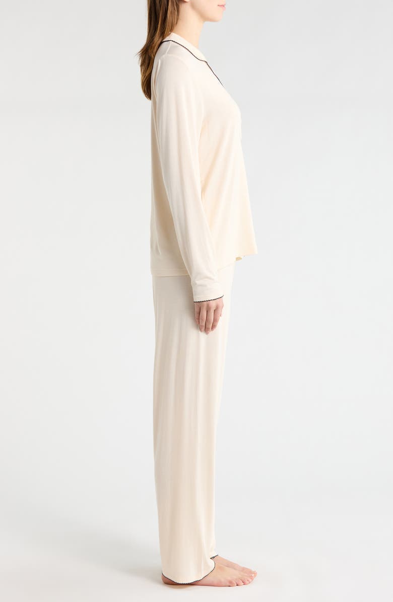 French Connection Scalloped Edge Pajamas, Alternate, color, Cream/ Blue Combo
