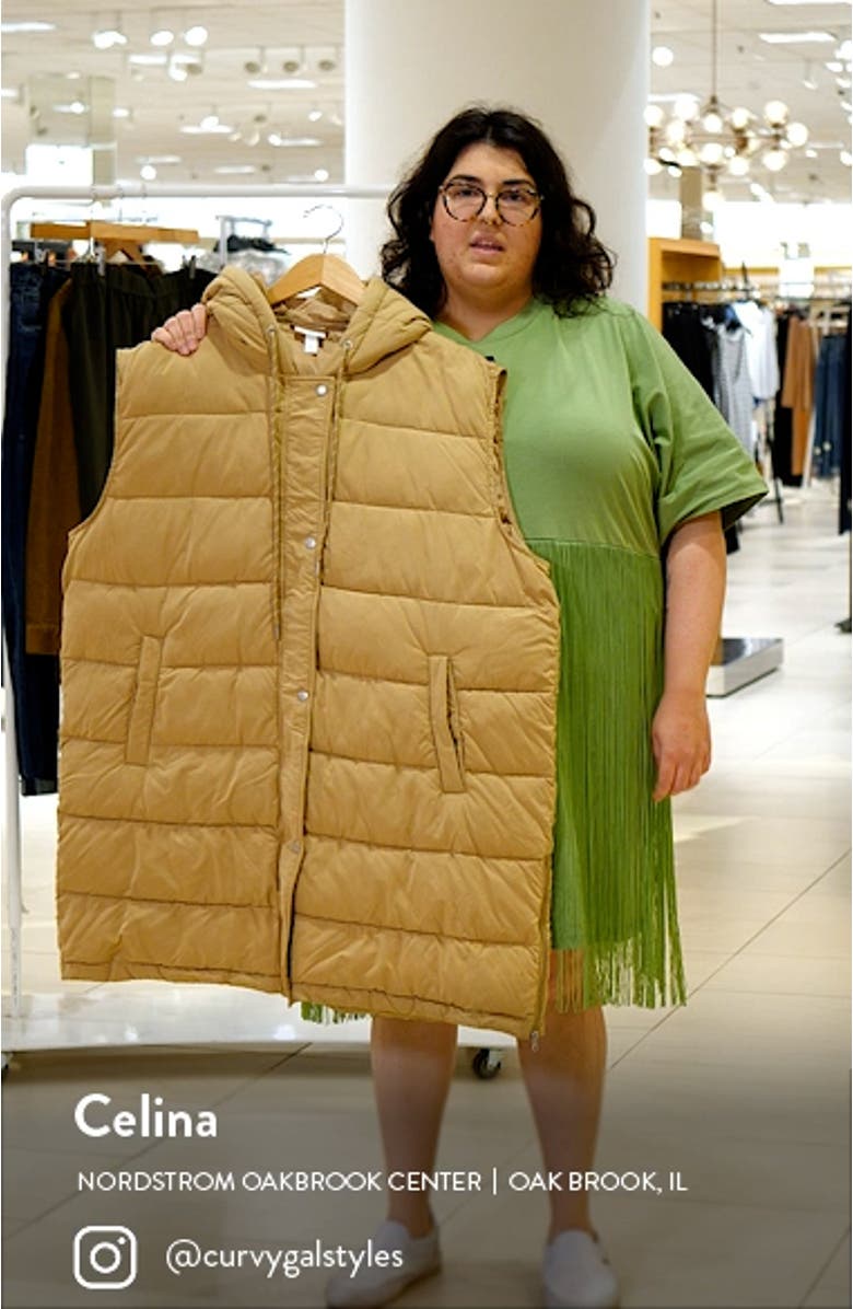 Women's Long Hooded Puffer Vest, sales video thumbnail