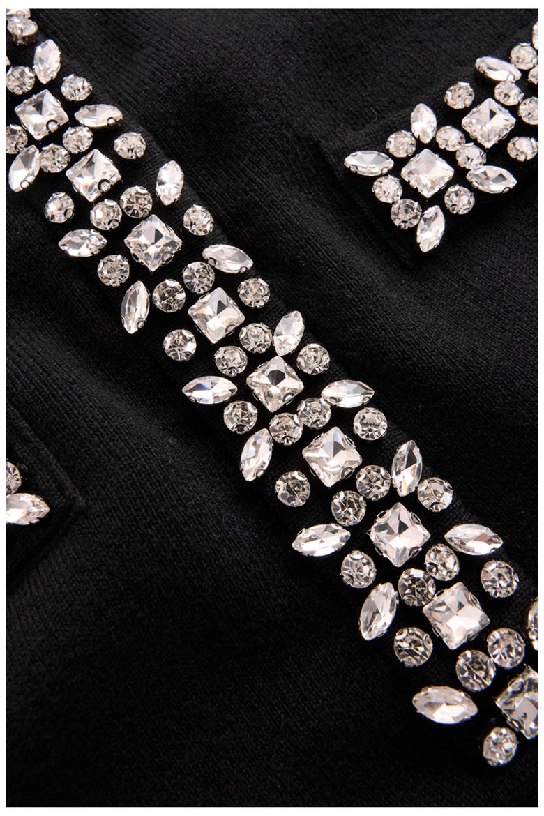 Crystal Embellished Knit Shift Dress, Alternate, color, BLACK