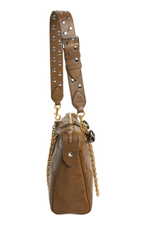 Valentino Panthea Medium Patchwork Chevron Shoulder Bag In Brown