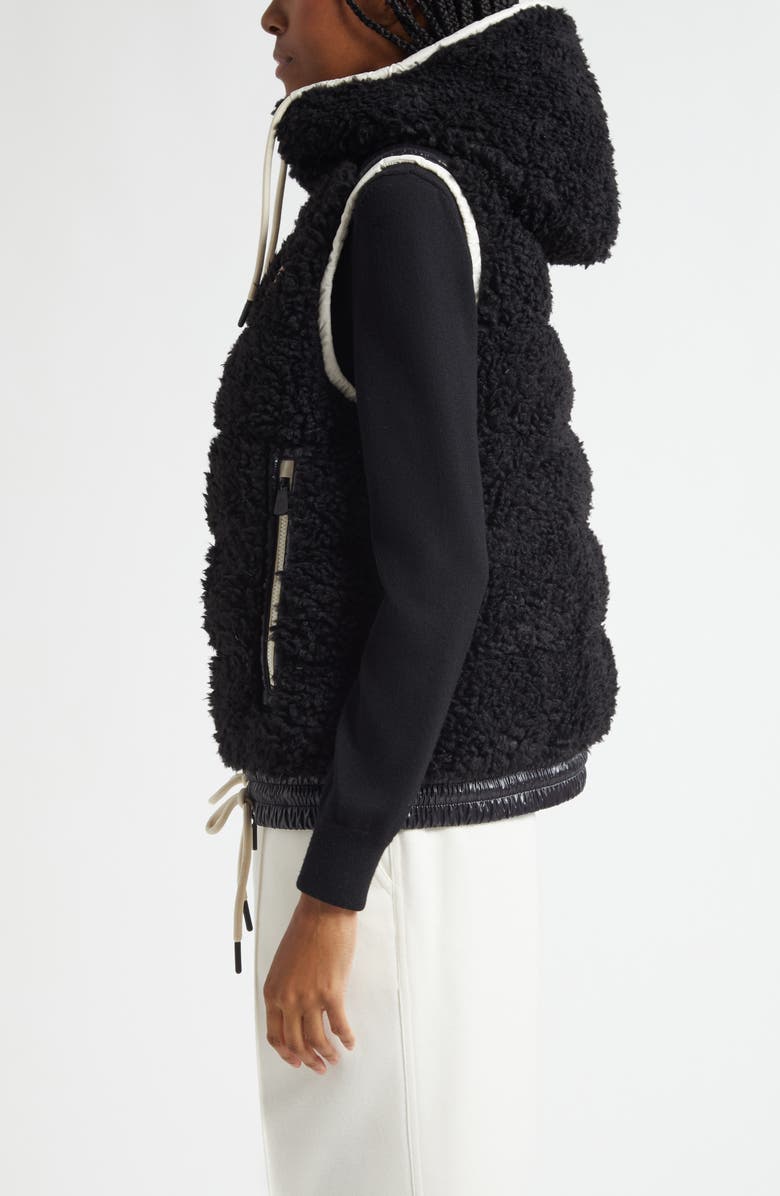 Moncler Grenoble Faux Shearling Hooded Down Vest, Alternate, color, Black