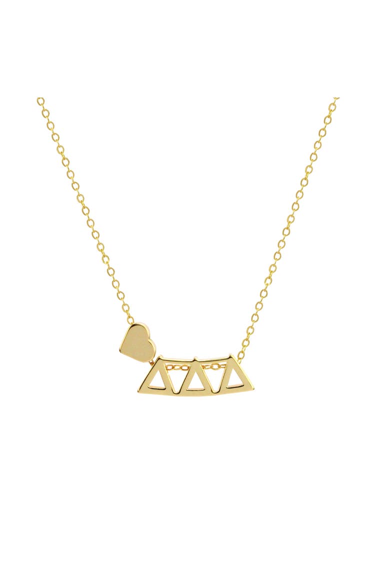Delta Delta Delta Sorority Gold Heart Necklace, Main, color, Yellow Gold