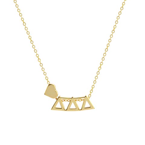 Delta Delta Delta Sorority Gold Heart Necklace