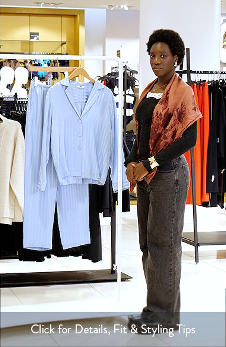 Stripe Washable Silk Button-Up Pajamas, sales video thumbnail