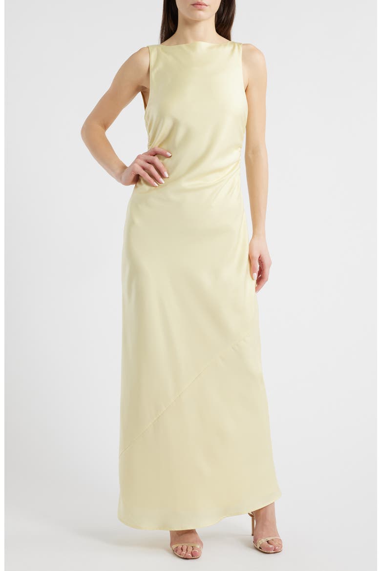 Isadora Open Cowl Back Cocktail Dress, Main, color, PALE YELLOW