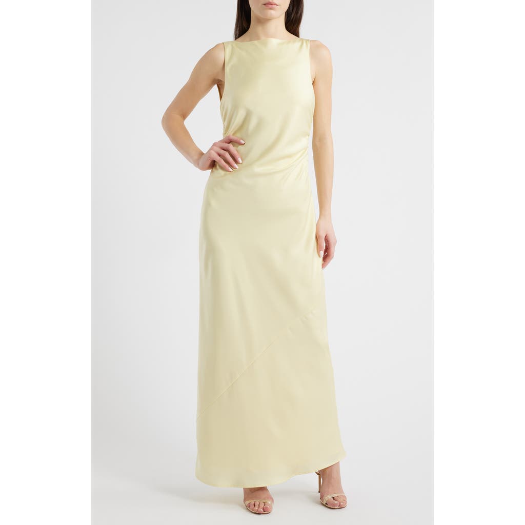 Wayf Isadora Open Cowl Back Cocktail Dress In Pale Yellow