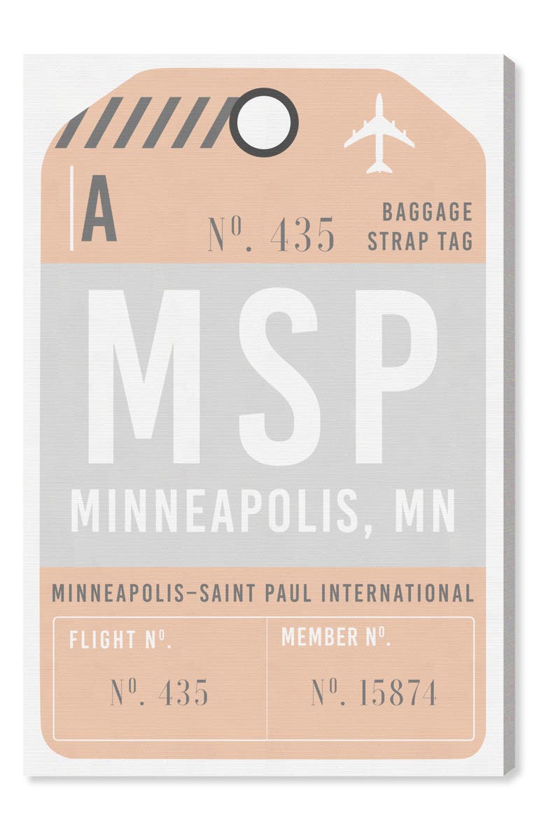 Oliver Gal Minneapolis Luggage Tag Wall Art, Main, color,