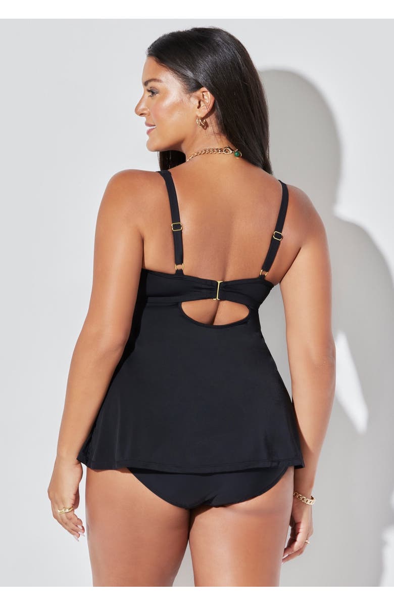 Swimsuits for All Bra Sized Crochet Underwire Tankini Top, Alternate, color, Black