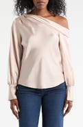 Renee C Asymmetrical Drop Shoulder Satin Top