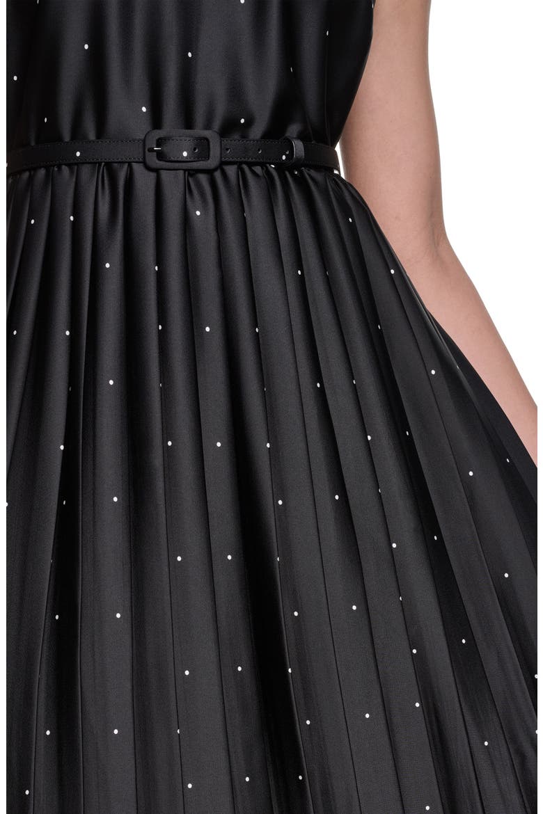Printed Tie Neck Satin Midi Dress, Alternate, color, BLACK SOFT WHITE